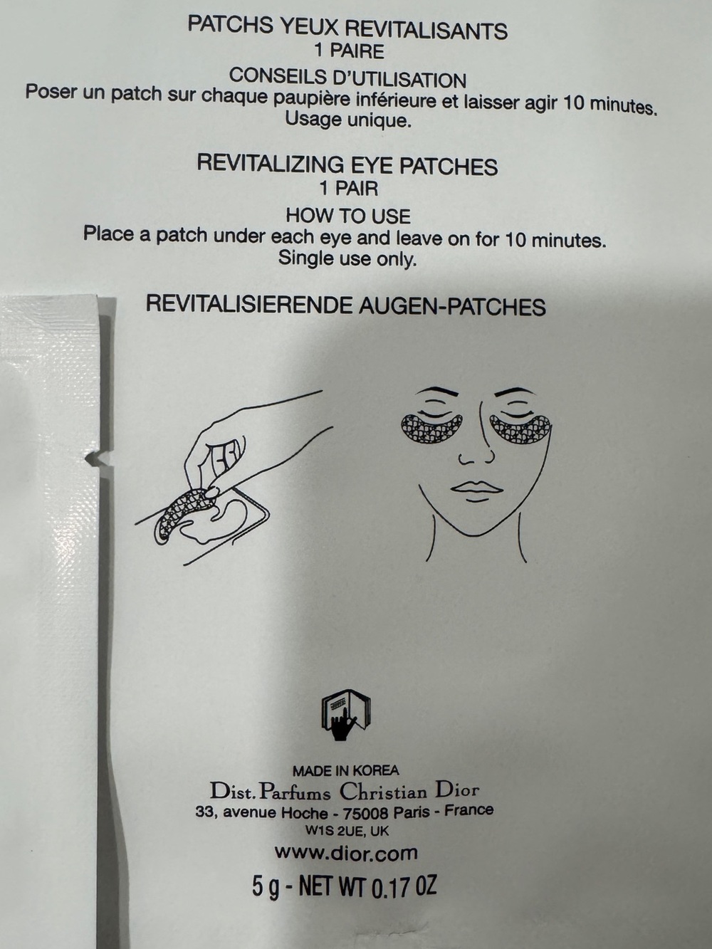 Christian Dior❕Set of Two ! Sheets Gray Eye Patches - Picture 8 of 10